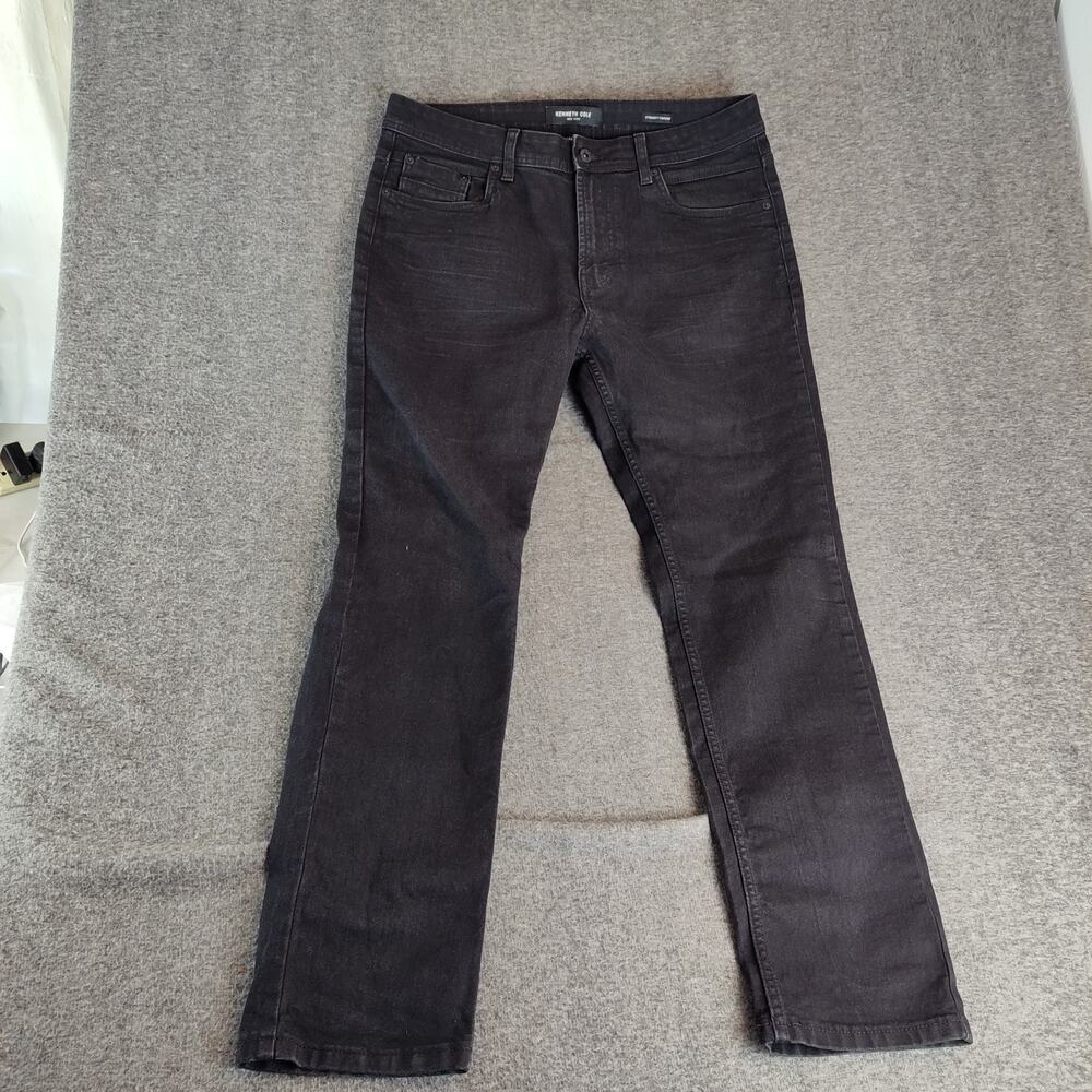 Kenneth Cole Men's Black Denim Jeans Straight Tapered 34X30